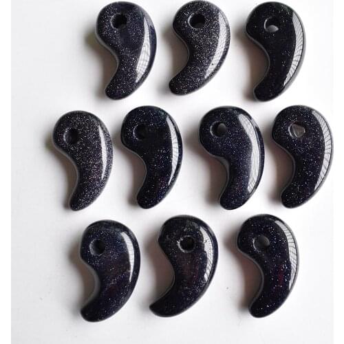 Wholesale 12pcs/lot 2020 New fashion blue sand stone quartz magatama charm pendants for jewelry marking free shipping