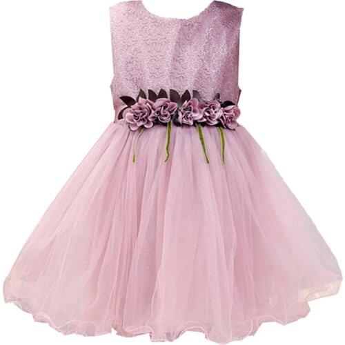High quality pink white Girls flowers princess dress beautiful Girls party dress juniors Ball Gown dress 3-12years