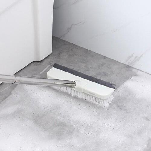 Adjustable Floor Brush Home Long Handle Scrub Brush With Stiff Stainless Metal Scrubber Carpet Ceramic Tile Cleaning Bristles