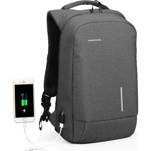 Kingsons Backpack Men Women 15.6 inch Laptop Anti Theft Bagpack USB Charging Mini Back Pack for Teen School Business Bag mochila