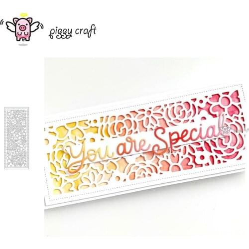 Piggy Craft metal cutting dies cut die mold Flower rectangular frame Scrapbook paper craft knife mould blade punch stencils dies