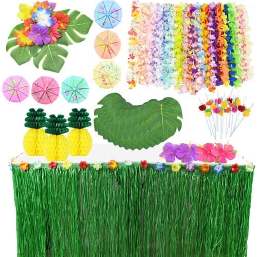 Tropical Palm Leaves Hawaiian Party Decorations Disposable Tableware Set Birthday Party Supplies Summer Wedding Party Decor