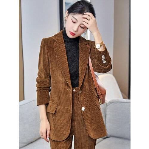 Business Womens Two-Piece Suit 2020 Autumn New Office Lady Elegant Femme Ensemble Conjunto Feminino Suite Blazer Set