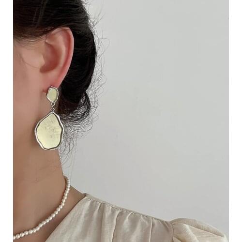 Vintage Irregular Reflective Mirror Earrings Gold Silver Color Geometric Metallic Drop Long Earrings Fashion Party Jewelry