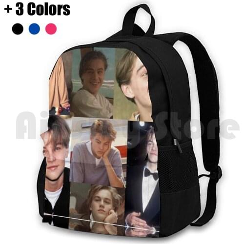 Leonardo Dicaprio Collage Outdoor Hiking Backpack Waterproof Camping Travel Fun Funny Cute Aesthetic Trendy Teen Teenvibes