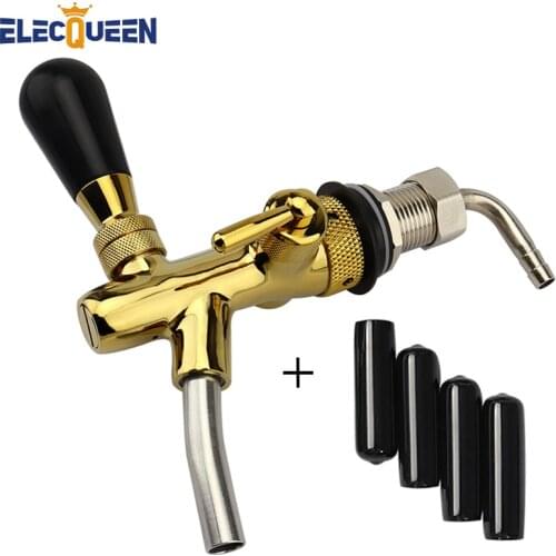 High quality homebrew kegging tap Beer tap faucet Adjustable Faucet golden plating with 4pcs Tap caps
