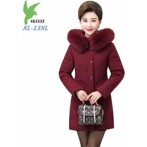 Plus size XL-13XL Winter Parkas Women Down cotton Coat Thick Warm Hooded Jackets Middle aged Female High quality Basic Coats G28