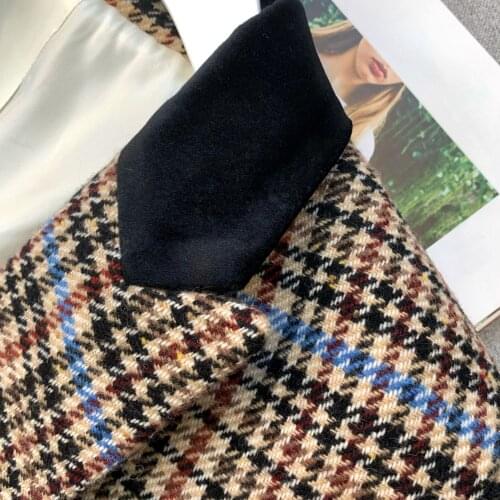 2020 Autumn Winter French V Neck Single Button Blazer Wool Women Coat