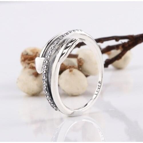 100% 925 Sterling Silver Pan Ring SParkling Arrow, Clear Cz Ring For Original Women Wedding Fashion Jewelry