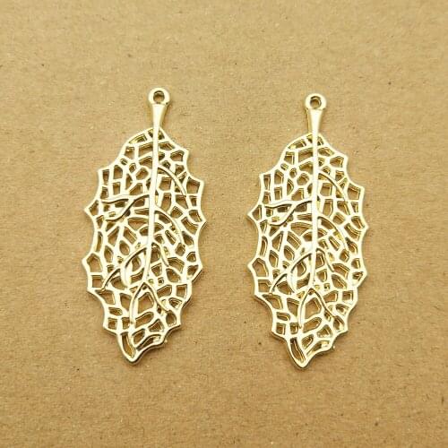 10pcs 16x39mm leaf charm for jewelry making cute earring pendant bracelet necklace charm diy charms