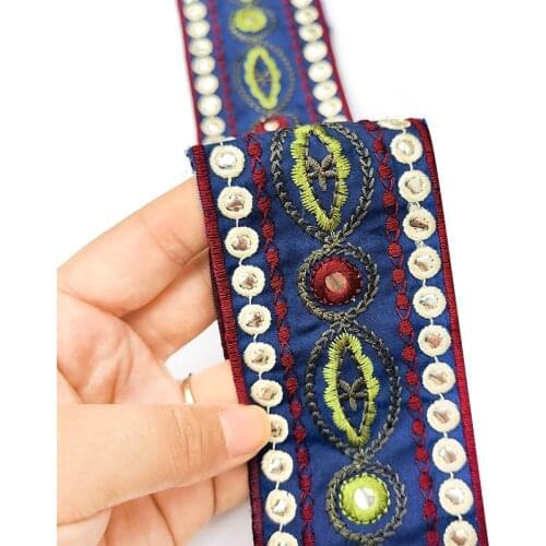 2/5/10Yards 6CM Retro Ethnic Embroidered Sequins Ribbon DIY Clothing Lace Trim Sewing Webbing Home Textile Decorative Accessorie