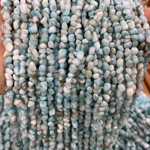 3-6mm Natural Blue Larimar Beads 15'' Freeform Potato DIY Loose Stone Beads For Jewelry Making Beads Accessories Necklace For Men