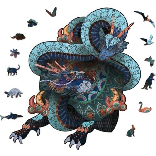 3D Wooden Puzzle For Adults and Kids,Animals Shape Puzzle,Gift Puzzle,Dragon Shape Colorful Wooden Puzzles, Wooden Jigsaw Puzzle