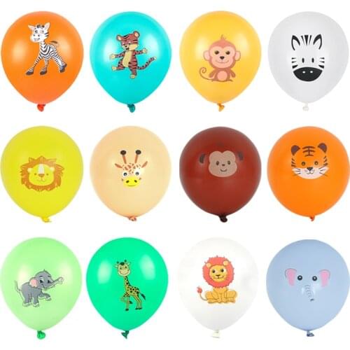5pcs 12inch Animal Confetti Latex Balloons Jungle Wild Animal Party Kids Boy Birthday Balloon Decorations Baby Shower Supplies