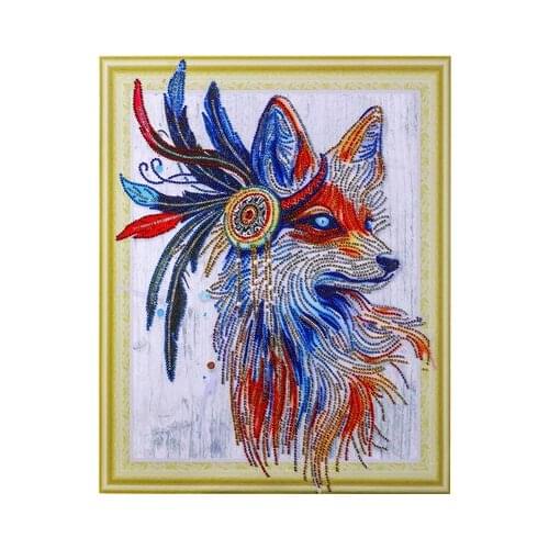 High Quality Fox Diamond Painting Animals Diy Diamond Embroidery Special Shape Rhinestone Picture Diamond Mosaic Kit 40x50CM
