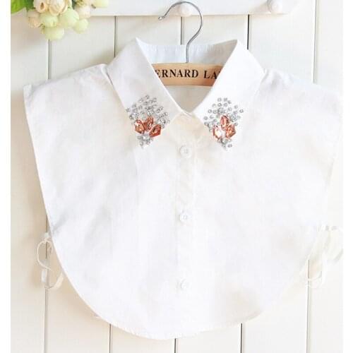 Linbaiway White Cotton Shirt Fake Collar Women False Collar Removable Clothes Detachable Collar Lapel Blouse Top Neckwear