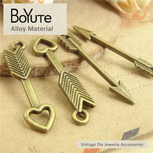 BoYuTe (200 Pieces/Lot) 8*30MM Zinc Alloy Metal Arrow with Heart Charms Antique Bronze Plated Love Pendants Diy Jewelry Findings