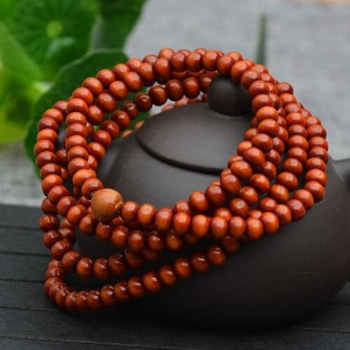 High Quality 6mm*108pcs Sandalwood Wood Bracelet Round Buddha Beads Bracelet Many Laps Hand String Men Women Wood Jewelry
