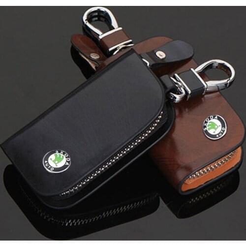 Car Key Bag Key Case Organizer For Skoda Logo Rapid Kodiaq Superb Kamiq Yeti Karoq Kodiak Octavia 2 A7 Tour RS Fabia Accessories