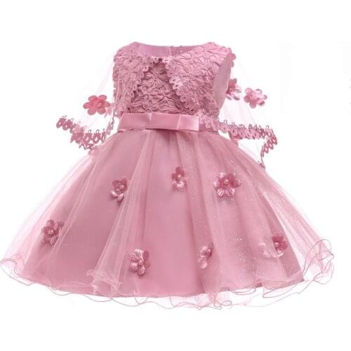 Flower Girls Dresses Children 3D Flower Tulle Graduation Party Wedding Ball Gown Formal Children Clothes 6M-10Y