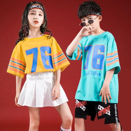 Kids Boys Girls Streetwear Casual Hip Hop 2 Pieces Sets Juvenile Children Loose Tracksuits Dance Team Stage Show Clothing