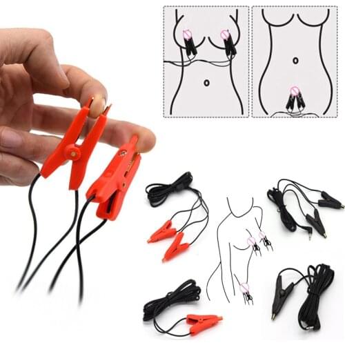 Breast Flirting Toy Strong Electric Shock Accessory Nipple Clamps Clitoris Clip Stimulator Labia Clips Adult Sex Toys For Couple
