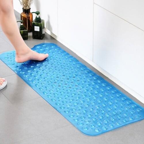 Foldable Safety Non-slip Rectangular Bathroom Mat Suction Cup Soft Foot Pads PVC Carpet Massage Mat For Bathroom Bathtub