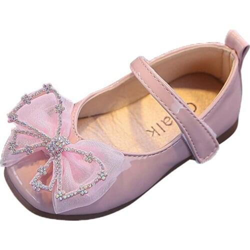 CUZULLAA Baby Children Elegant Rhinestone Butterfly-Knot Casual Princess Shoes Girls Kids Non-Slip Fashion Sneakers Size 15-30