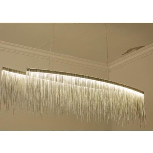Italian Design Silver Art chandelier Engineering Design Luxury Chain Tassel Aluminum Chain LED Beautiful chandelier Lighting