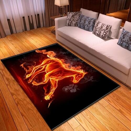 Cartoon Flame Horse 3D Carpets For Living Room Bedroom Area Rug Kids Room Play Mats Child Soft Carpet Rugs Game Flannel Big Home