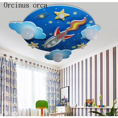 Cartoon creative spaceship ceiling lamp boy girl bedroom childrens room light kindergarten star styling LED ceiling lamp