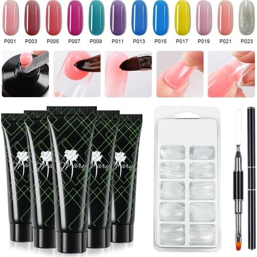 BZ Poly Extention Gel Set Nail Art French Nail Art Clear Camouflage Color Nail Tip Form Crystal UV Gel Slice Brush