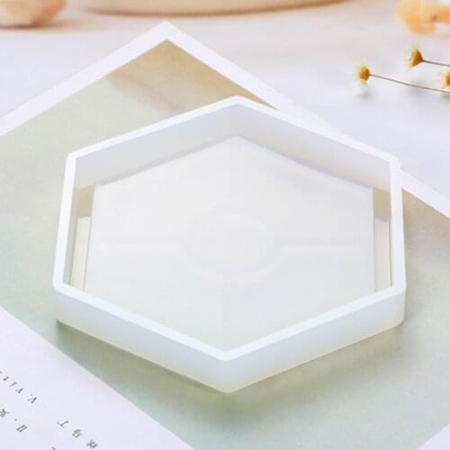Silicone Resin Mold Set Square Round Hexagon Epoxy Mould with Measuring Cup Wood Stick DIY Coaster Home Decoration Accessories