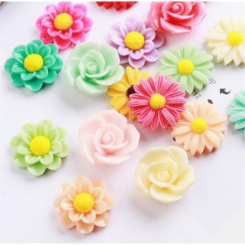 Wholesale 100PCs/Lot Beautiful Resin Plastic Flower Flatback Cabochon Fit Girls Hair Jewelry Headband Clips Garment Decor