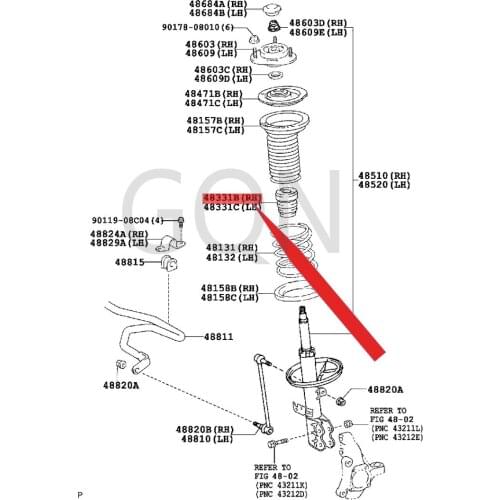Right front spring buffer block into 2005-Toy ota PRI USP REM IOO PA front shock absorber dust cover buffer block glue