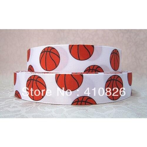 Q&N ribbon 7/8inch 22mm 121003 Basketball Sport Printed Grosgrain Ribbon 50yds/roll For Free Shipping