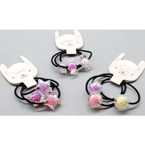 3pcs/lot Childrens Fashion Hair Ties Heart cartoon colorful ball Hair Ring Hair Rope rubber band head Headwear Hair Accessories