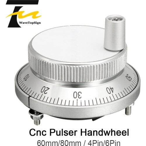 CNC Pulser HandWheel 5V 60mm 80mm 100PPR Manual Pulse Generator HandWheel Machine Rotary Encoder Electronic 4Pins 6Pins