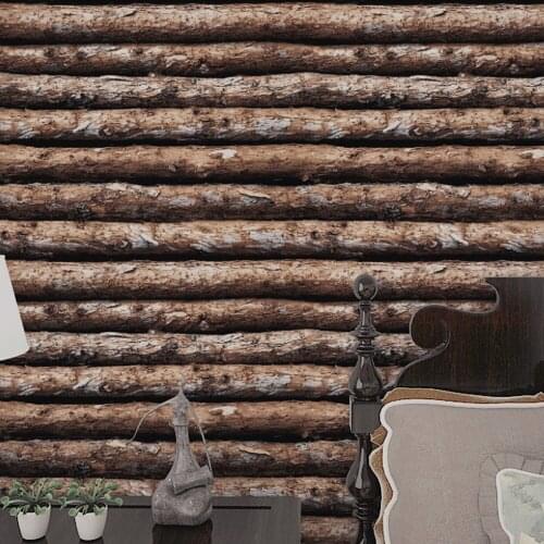 Retro self-adhesive wallpaper simulation tree native wood grain bark wall sticker tea house hotel bar home renovation