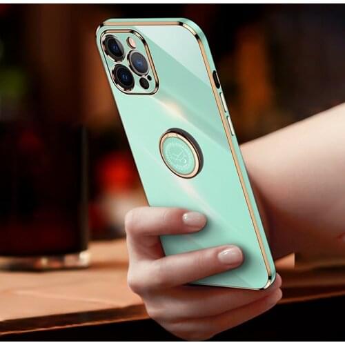 For iPhone X XR XS Max 6 6S 7 8 Plus Plating Silicone i Phone Case For iPhone 12 Mini 11 Pro Max SE 2020 Luxury Ring Cover Case