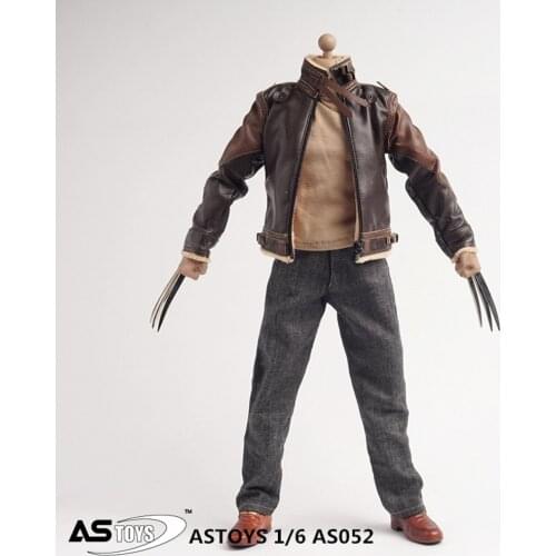 In Stock 1/6 Male Leather suit jeans Clothes clothing set Connor for 12inches male muscle body Logan figure Men Clothes Set