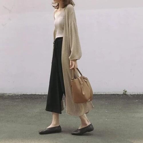 2021 Summer Ice Silk Cardigan Long Knitted Jacket Women Plus Size Lantern Sleeve Sunscreen Clothes Loose Air Conditioning Shirt