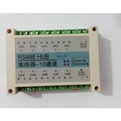 10-Port RS485 Hub Hub/Double One-Way,1 Drag 9,2 Drag 8,3 Drag 7,4 Drag 6,Each Port Mutual Transfer