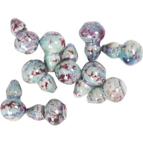 10 Packs Gourd Shape Pendants Ceramic Beads Bracelet Making Handmade 31x22mm