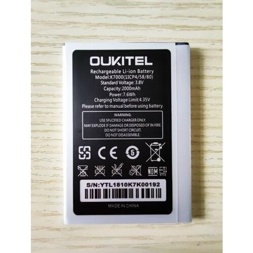100% NEW 2000mAh Backup Oukitel K7000 Battery Replacement for Oukitel K7000 (11CP4/58/80) Mobile Phone Battery