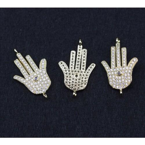 18x23mm hand shape copper & Rhinestone beads spacer beads DIY beads for jewelry making 3 piece wholesale