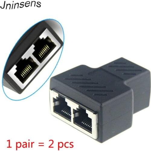 2 pcs/set New 1 to 2 Dual Female Port RJ45 Splitter Connector CAT6 LAN Ethernet Sockt Network Connections Splitter Adapter