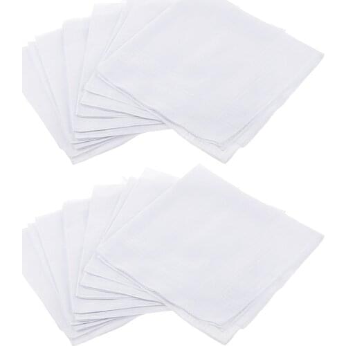 24 Pieces Solid Cotton Mens Handkerchiefs Wedding Square Hankies