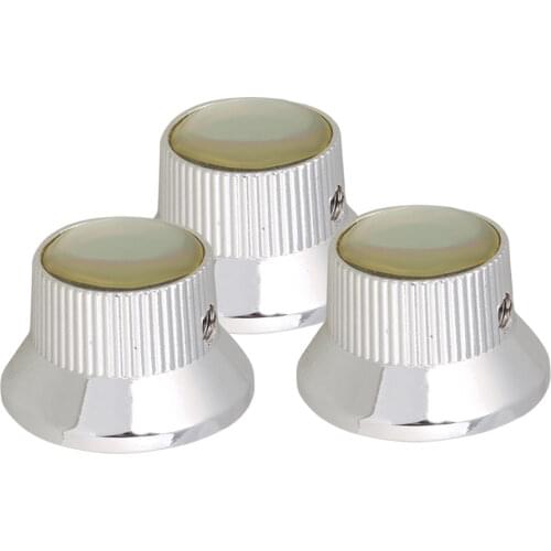 New 3PCS Metallic Gray Metal Shell Pearl Top top hat Knobs for Electric guitar