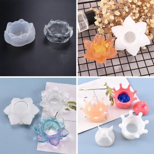 3D Lotus Candle Holder Silicone Mold Wax Tools for Diy Epoxy Resin Storage Box Mould Ornament Jewelry Making Tools